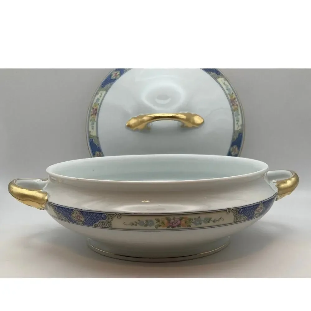 VTG Bohemia Ceramic Works Cecil Pattern Lidded Round Casserole Czechoslovakia